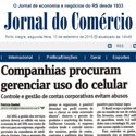 Notícia do Jornal do Comércio sobre companhias que buscam gerenciar o uso do celular.