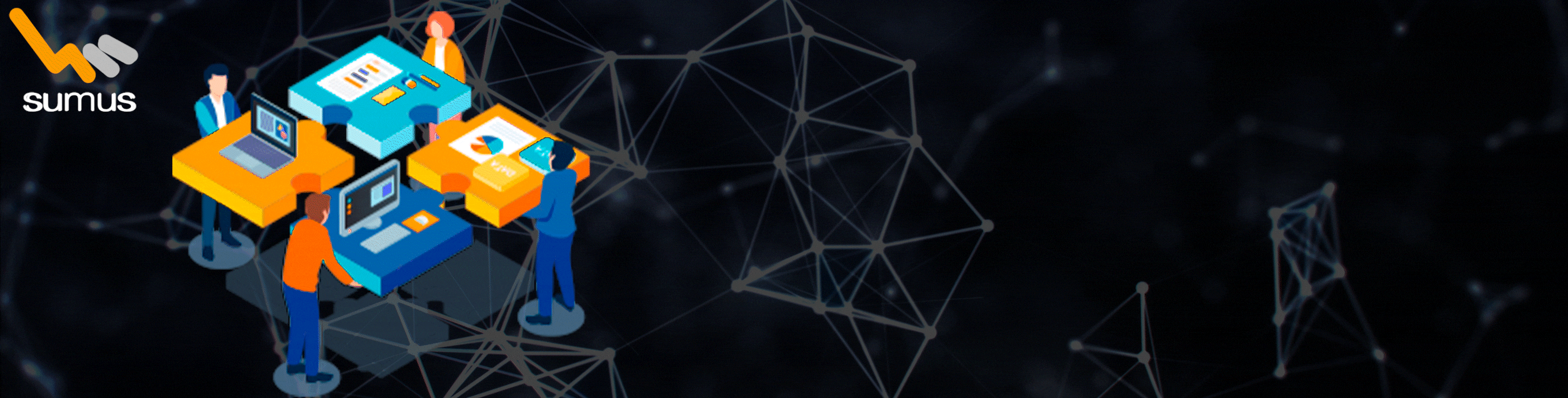 Banner dos serviços da Sumus de Gestão de Telecom e TI.